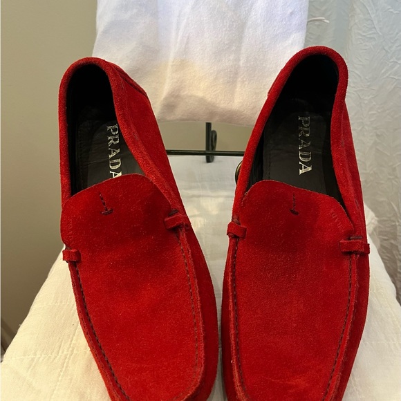Prada Red Suede Driving Mocs - Picture 2 of 5